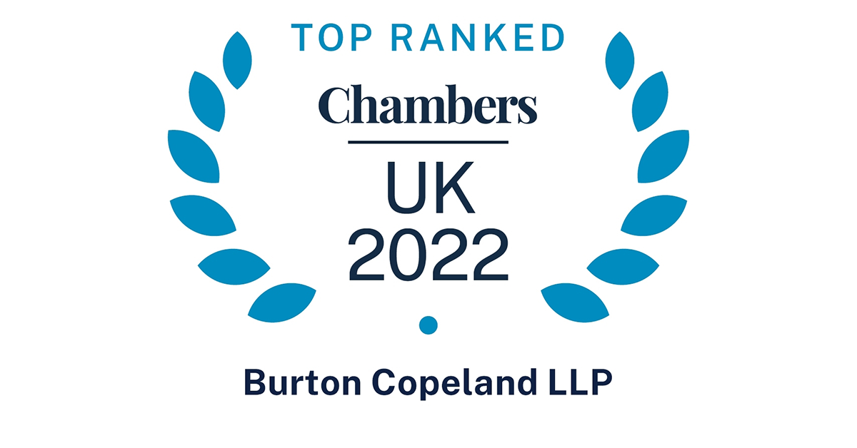 Chambers and Partners top ranking award for Burton Copeland